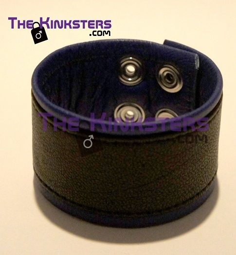 Leather Wrist Band Black & Blue