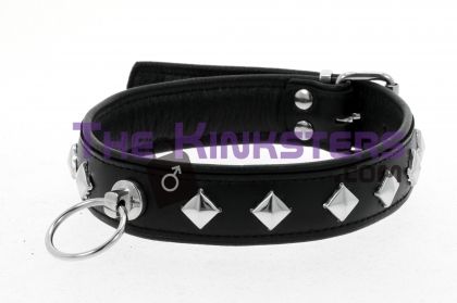 Leather Studded O-Ring Collar