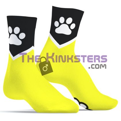 Kinky Puppy Sneaker Socks PUPPY PAW Neon Yellow