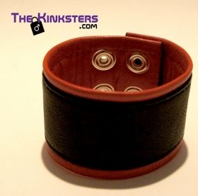 Leather Wrist Band Black & Red