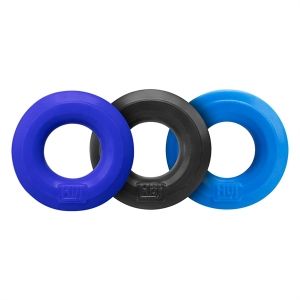 Hunkyjunk Huj C-Ring 3 Pack (Cobalt, Aqua & Black Tar)