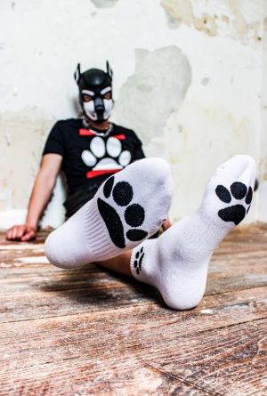 Sk8erboy Puppy Paw Short Crew Socks White 