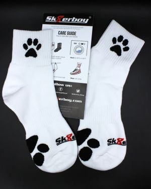 Sk8erboy Puppy Paw Short Crew Socks White 