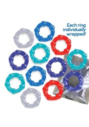 Baller's Dozen 12 Stretchy Cock Rings - Beaded